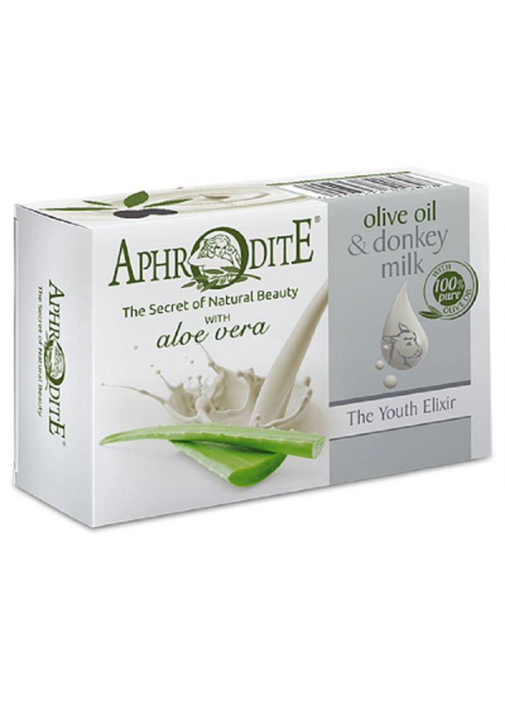 Натуральне оливкове мило з алое віра і молоком ослиць 85г (D81) Aphrodite (273257923)