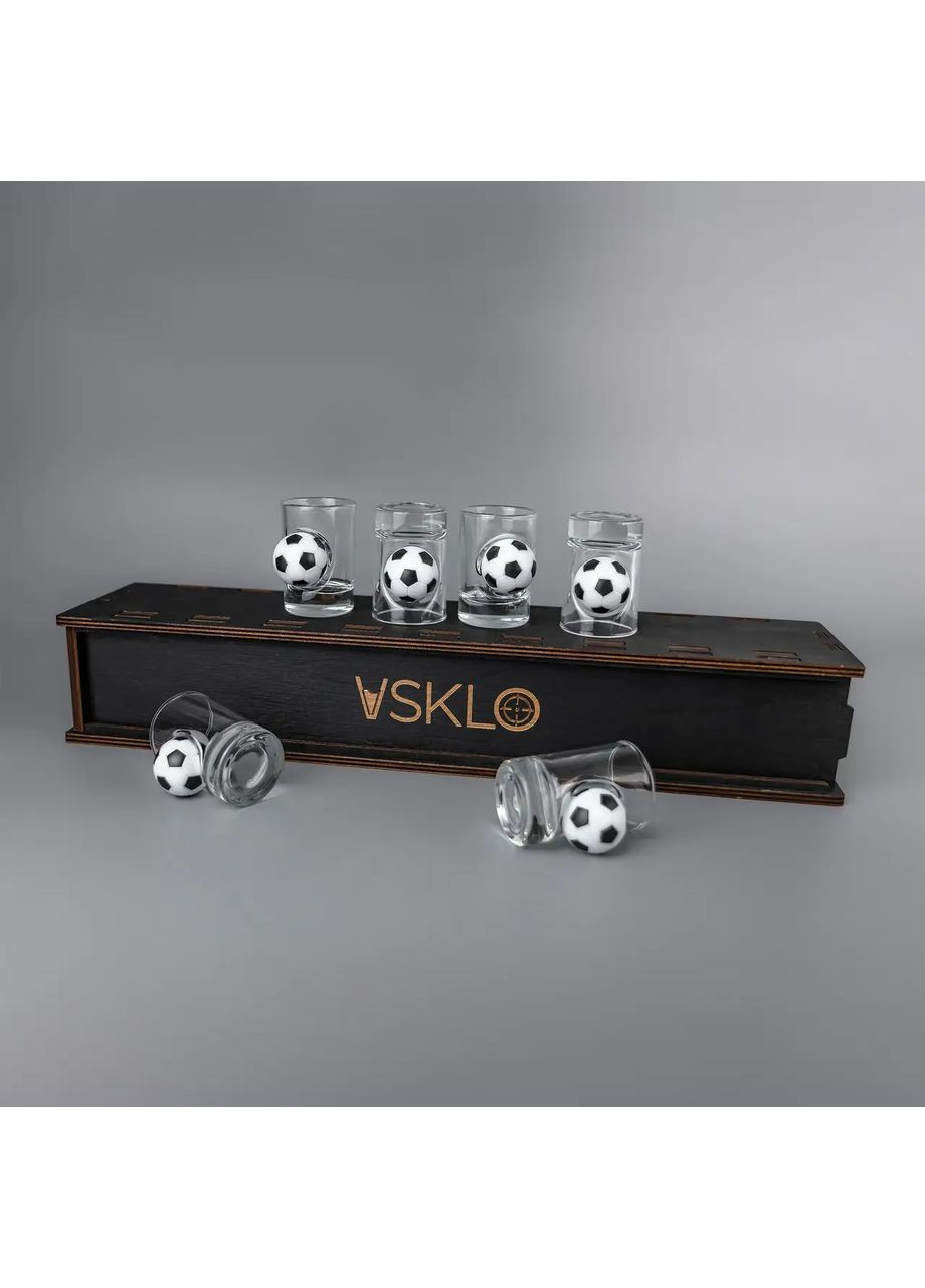 Стопки із прозрачного стекла 6 шт зі вставкою м'яч | Подарунок футболісту Handmade 225-001-044 (366889325)
