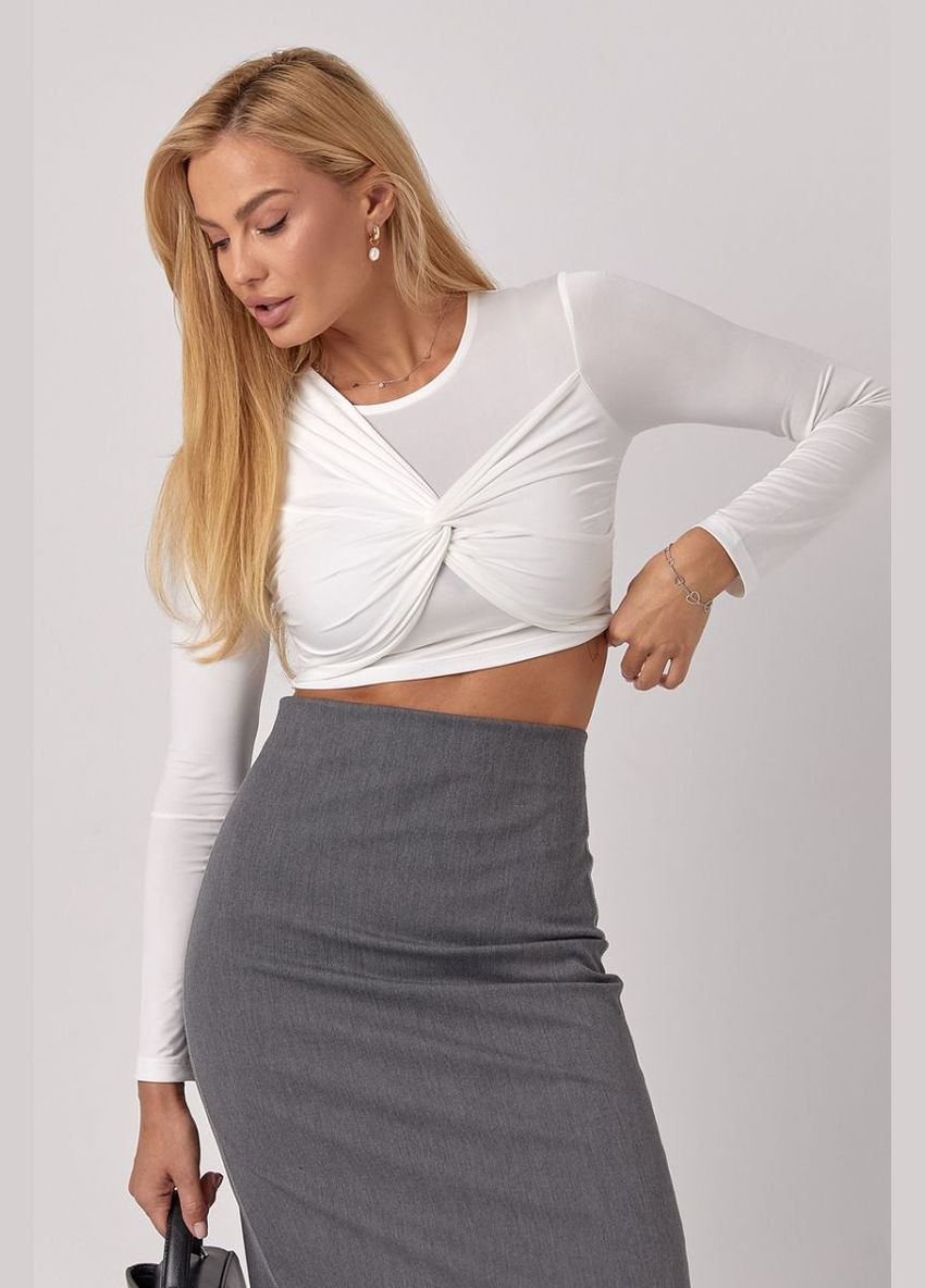 Еластичний кроп-топ з драпіруванням спереду 46130 Lurex (315810310)