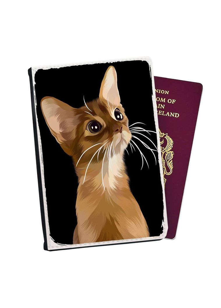 Портмоне - Обкладинка на паспорт, автодокументи з відсіками Cat #015 Чорний No Brand (317553735)