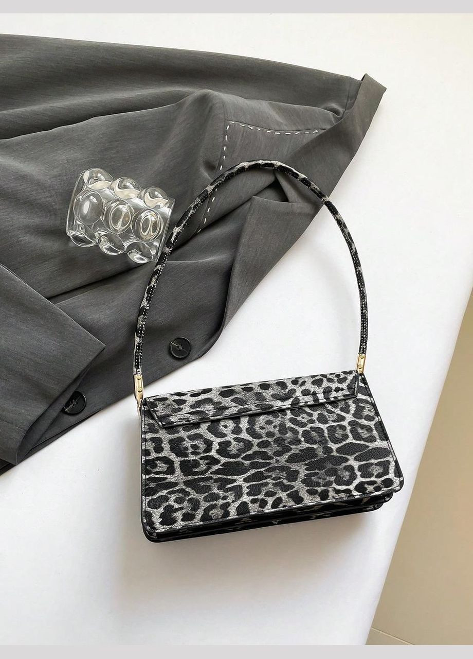 Женская сумка 8208 багет леопардовая черная No Brand (313235590)