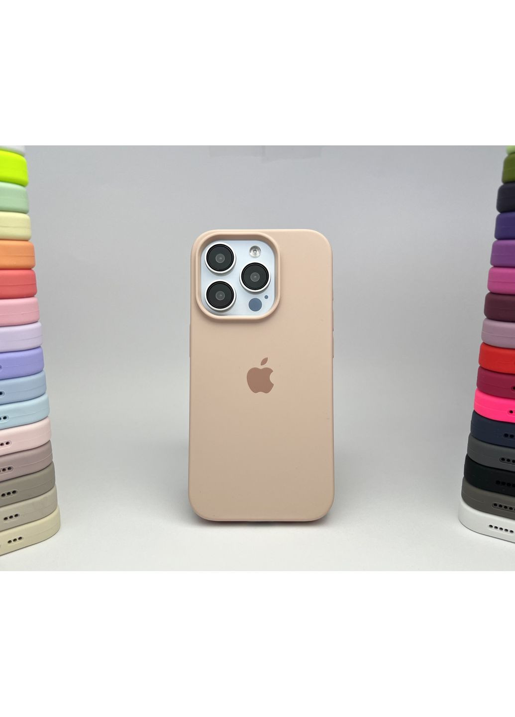 Чехол на 15 PRO Silicone Case Full Open Camera Cover для айфона 15 ПРО микрофибра Pink sand / No Brand (369137503)