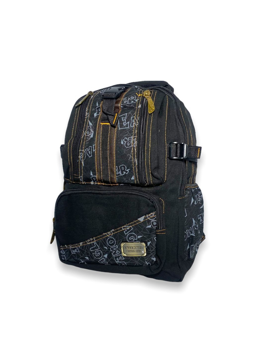 Брезентовий рюкзак,756EP два відділи три фронтальних кишені, бокові кишені розмір 40*30*15см чорний Eagle Power (286421723)