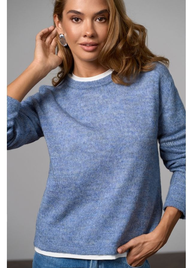 Синій джемпер 2845 білий Triko Bakh