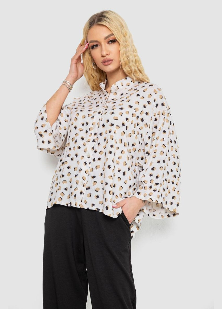 Молочная рубашка женская свободного кроя с принтом Ager 102R5228-1