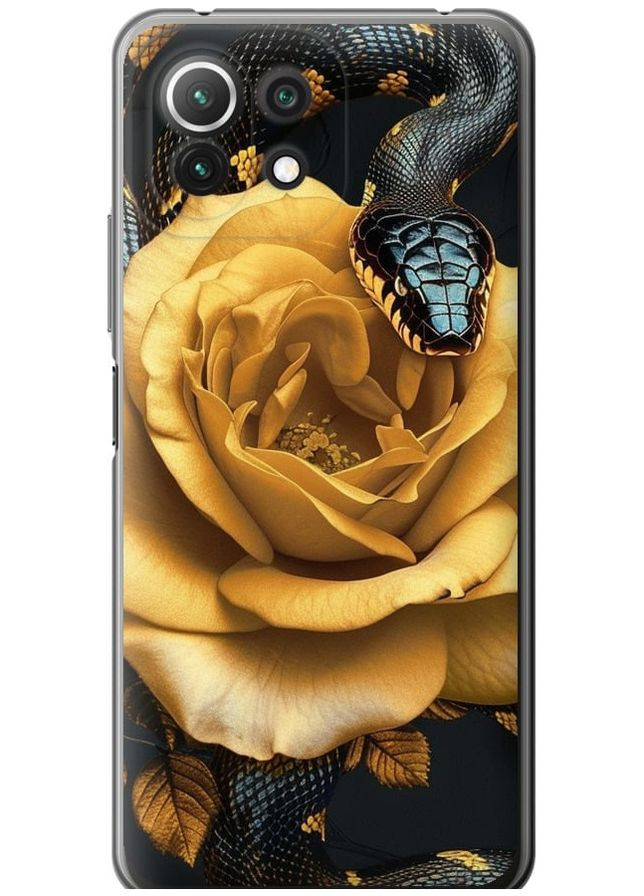 Силиконовый чехол 'Black snake and golden rose' для Endorphone Xiaomi Mi 11 Lite (286770469)