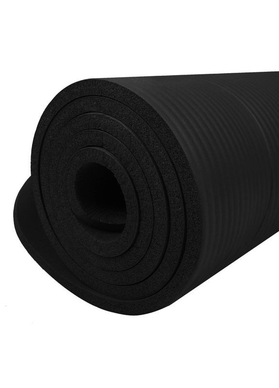 Коврик (мат) для йоги та фітнесу NBR 1.5 см Black Springos yg0029 (275095640)