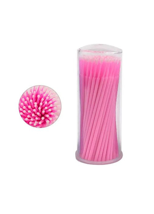 Микробраши для бровей и ресниц в тубусе Розовые, размер М, 100 шт Plus-plus (352743195)