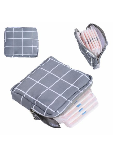 Карман-органайзер для средств личной гигиены, текстильная косметичка для хранения прокладок и тампонов (серая) China (366875121)