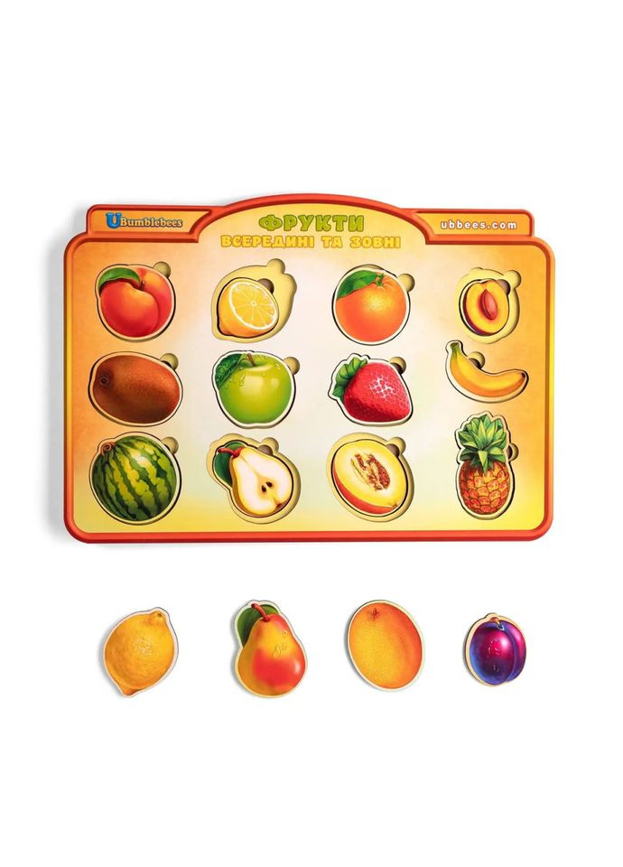 Дерев'яний пазл-вкладиш "Фрукти у розрізі" (ПСД136) PSD136 сортер Ubumblebees (336335270)