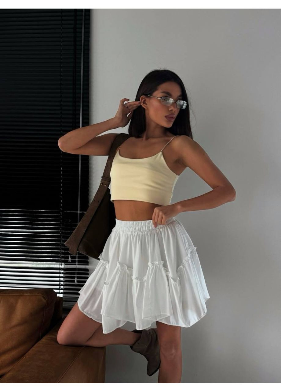 Белая повседневная, кэжуал однотонная женская юбка FINO Mode клешированная