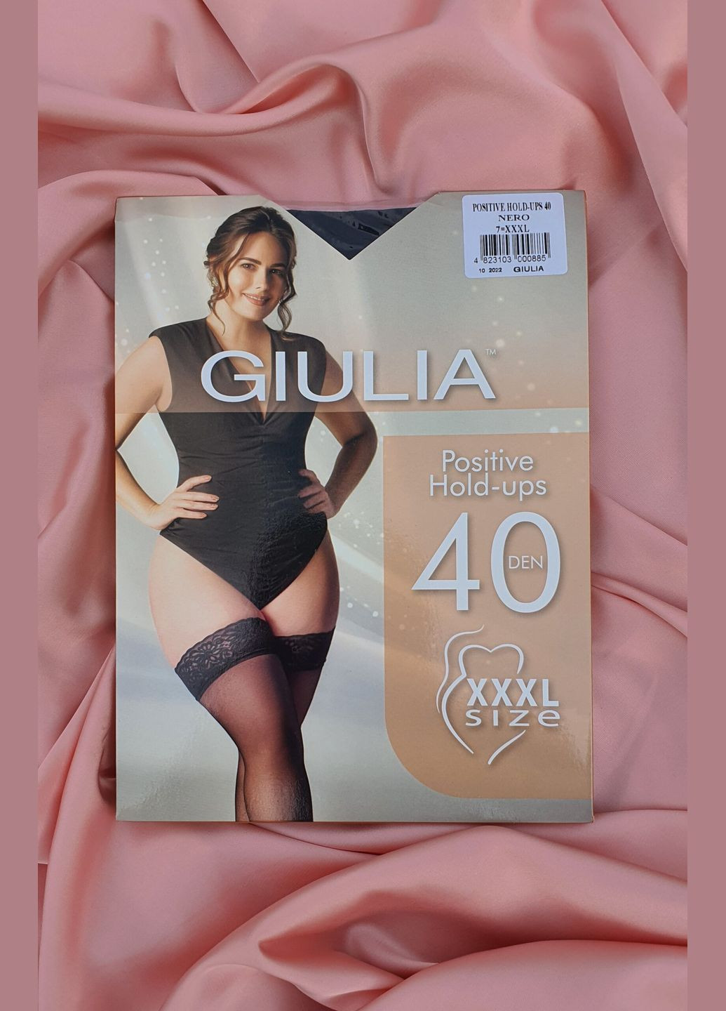 Панчохи великих розмірів з самоутримним мереживом 40 den (nero) Розмір 7 Giulia positive hold ups (289869368)