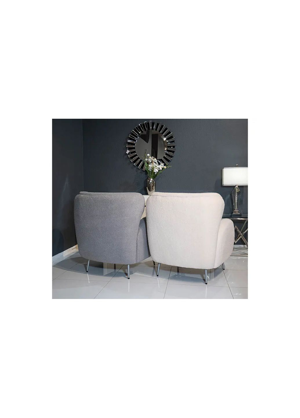 Крісло Каміла сидіння тканина 835x885x865 метал ноги срібло Prestol (356683768)