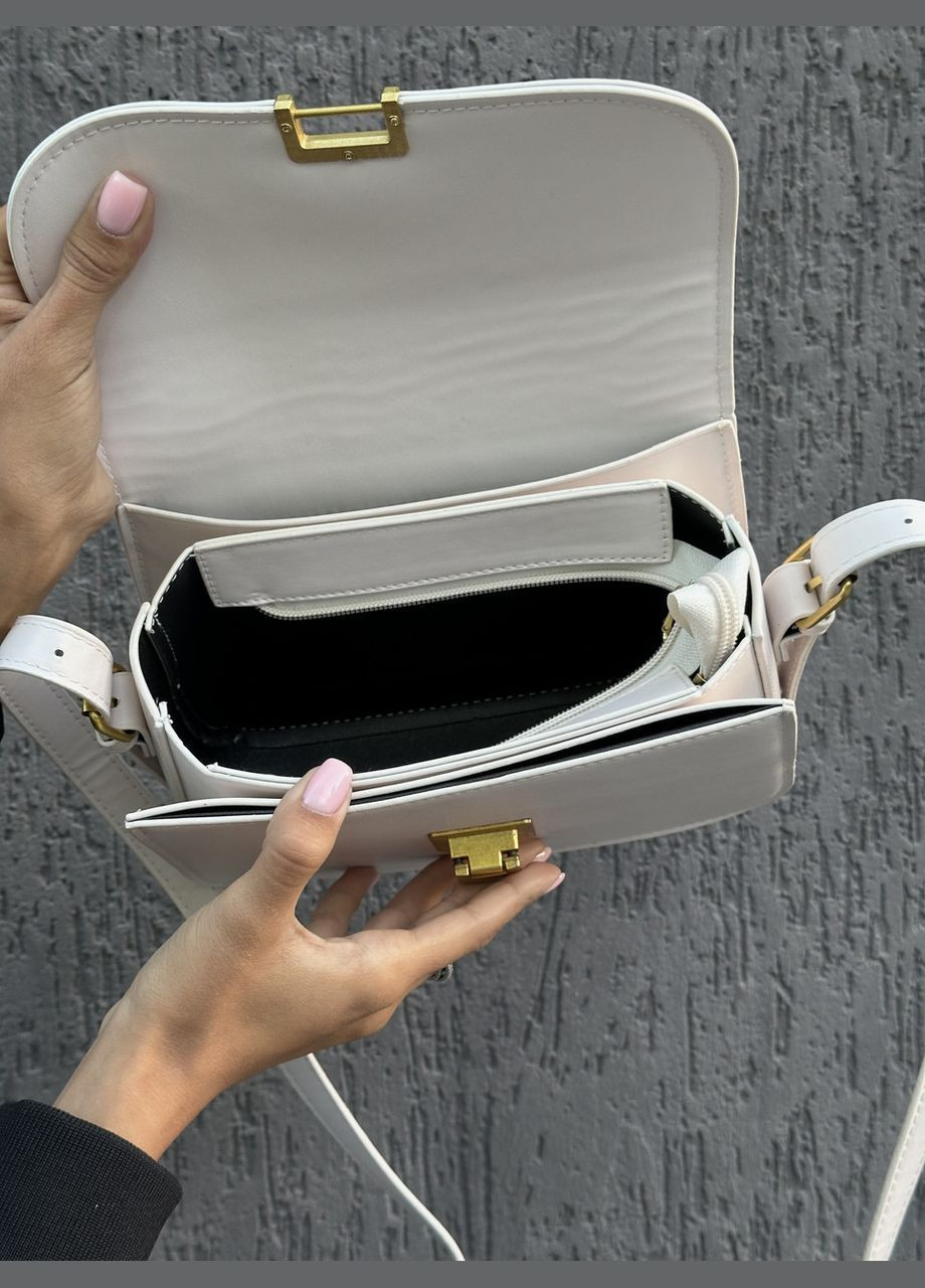 Жіноча біла молочна сумка 8015 8018 крос-боді No Brand (299279375)