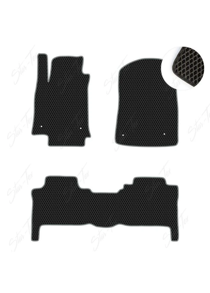 Комплект ковриков в салон на Toyota Land Cruiser 200 (2007 - 2015) EVA/Ромб Черный + Серый Star-Tex (385090460)