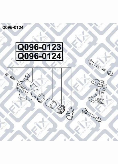 Супорт гальмівний передній лівий Q096-0124 COROLLA, Королла 2002-2007 47750-02101, 47750-02100, 47750-02190 Q-FIX (341323464)