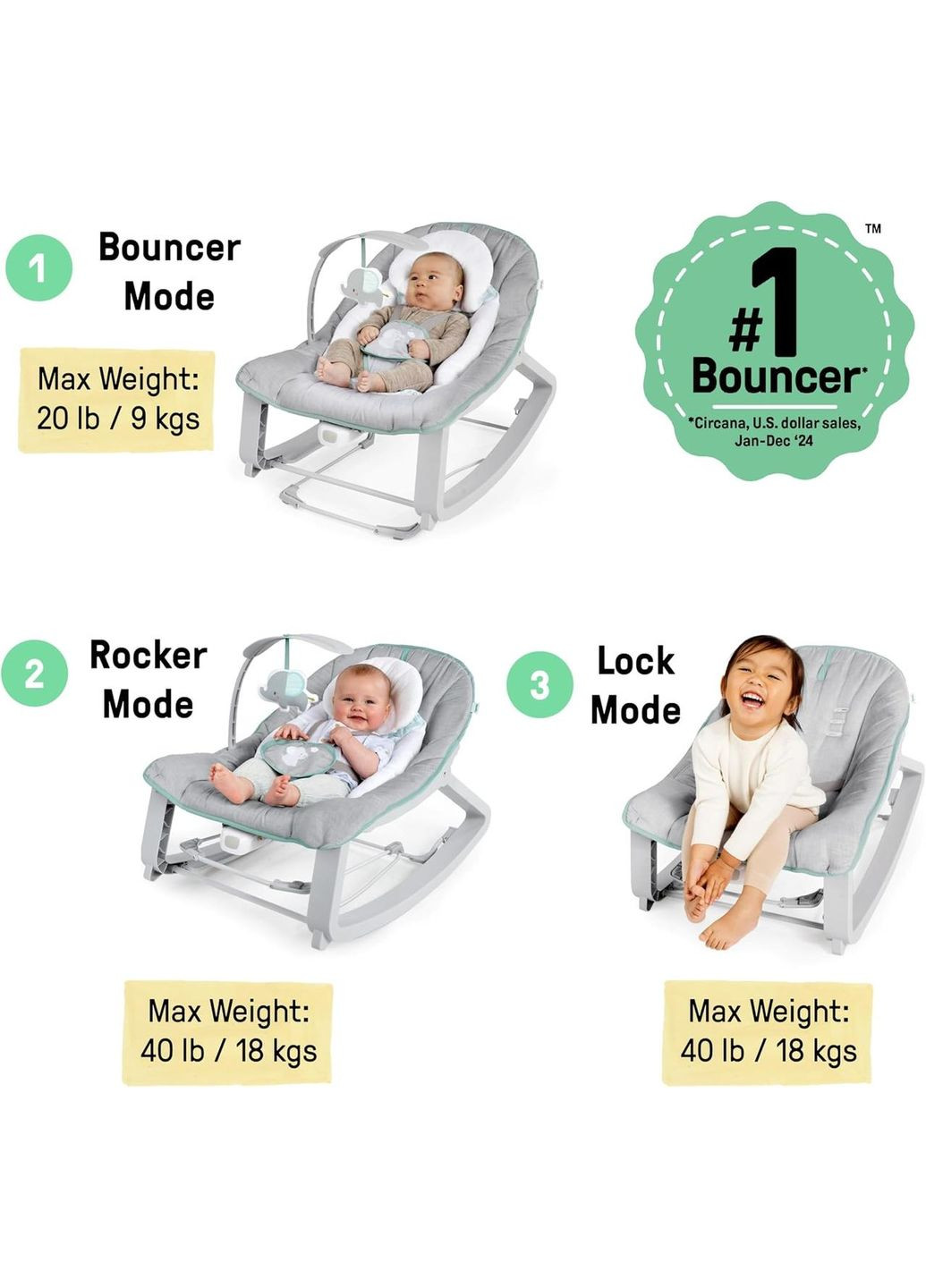 Крісло-шезлонг 3 в 1 Keep Cozy (12428) Ingenuity (371771132)