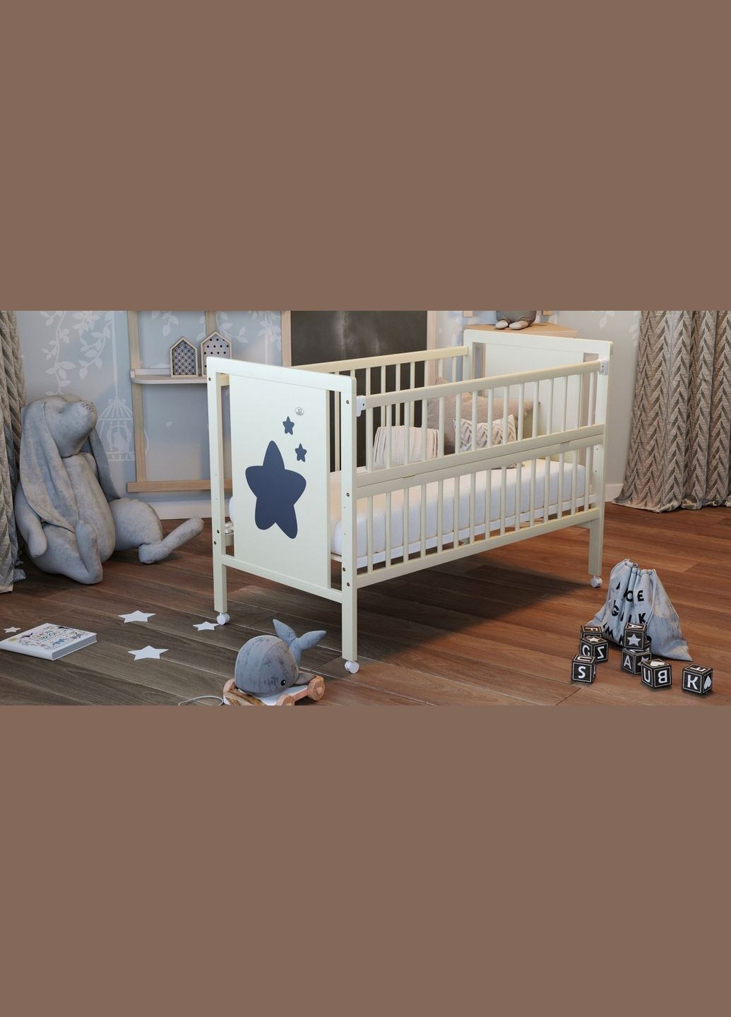 Детская кровать Звездочка без ящика, слоновая кость, бежевый () Дубок 9800-DZ-02 (346999131)