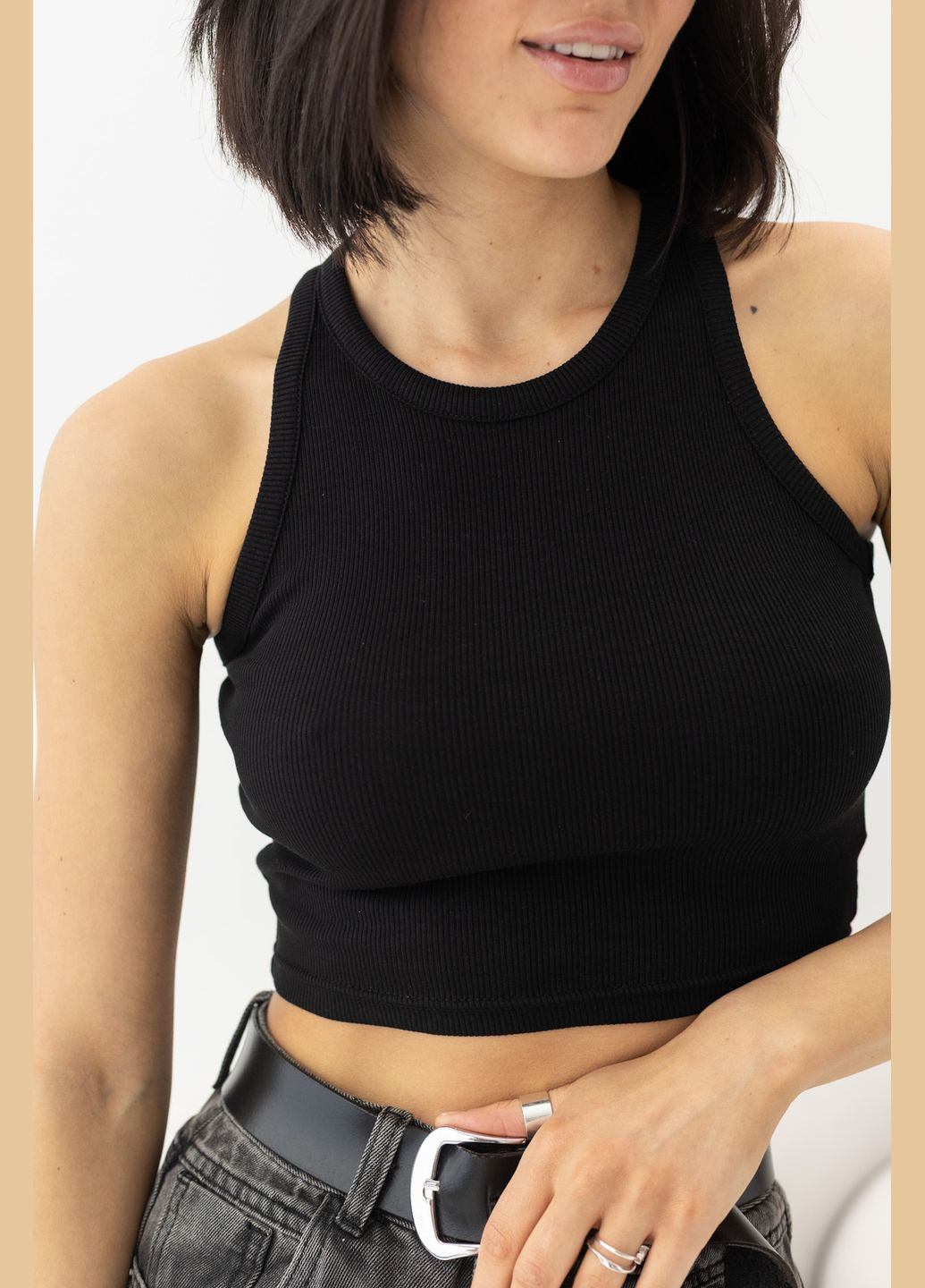 Женская майка-топ в рубчик из эластичного трикотажа Lurex — 324828125