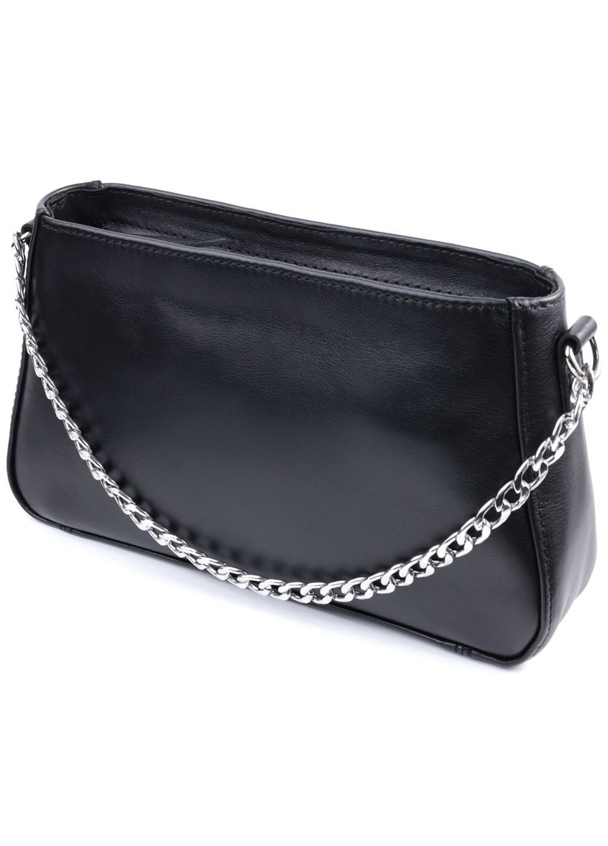 Женская сумка багет с цепочкой и съемным ремешком из натуральной кожи черная (sku_22838) No Brand (329853522)