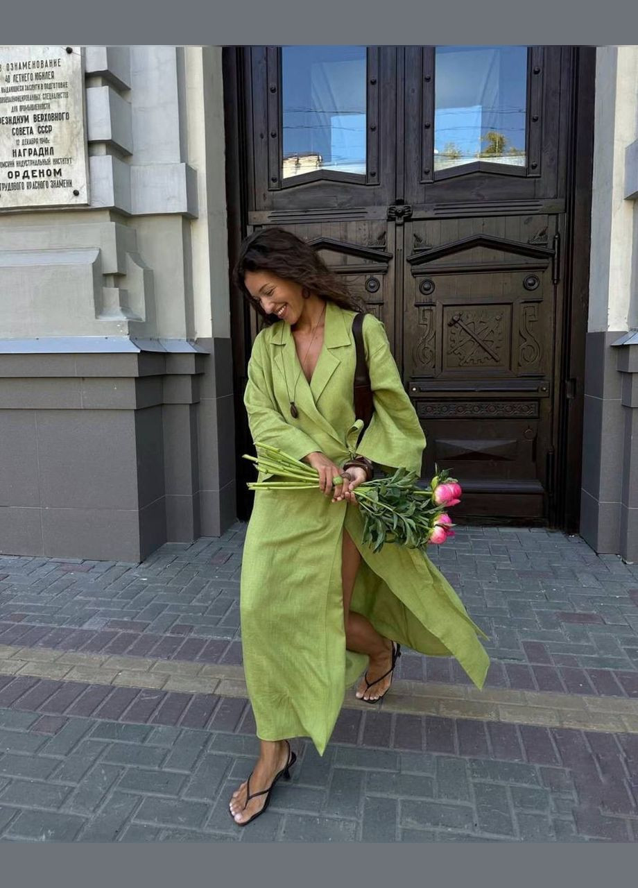 Лайм повсякденний сукня жіноча на запах Гермес однотонна