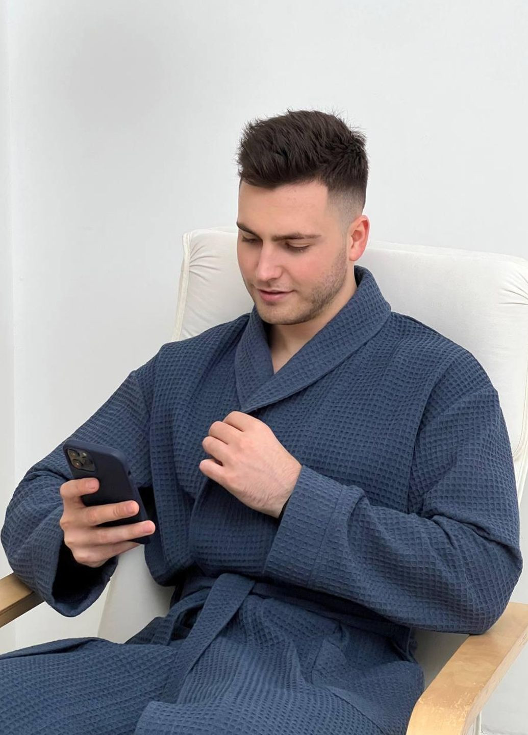 Чоловічий вафельний халат, розмір 2XL Vishnya (328389342)