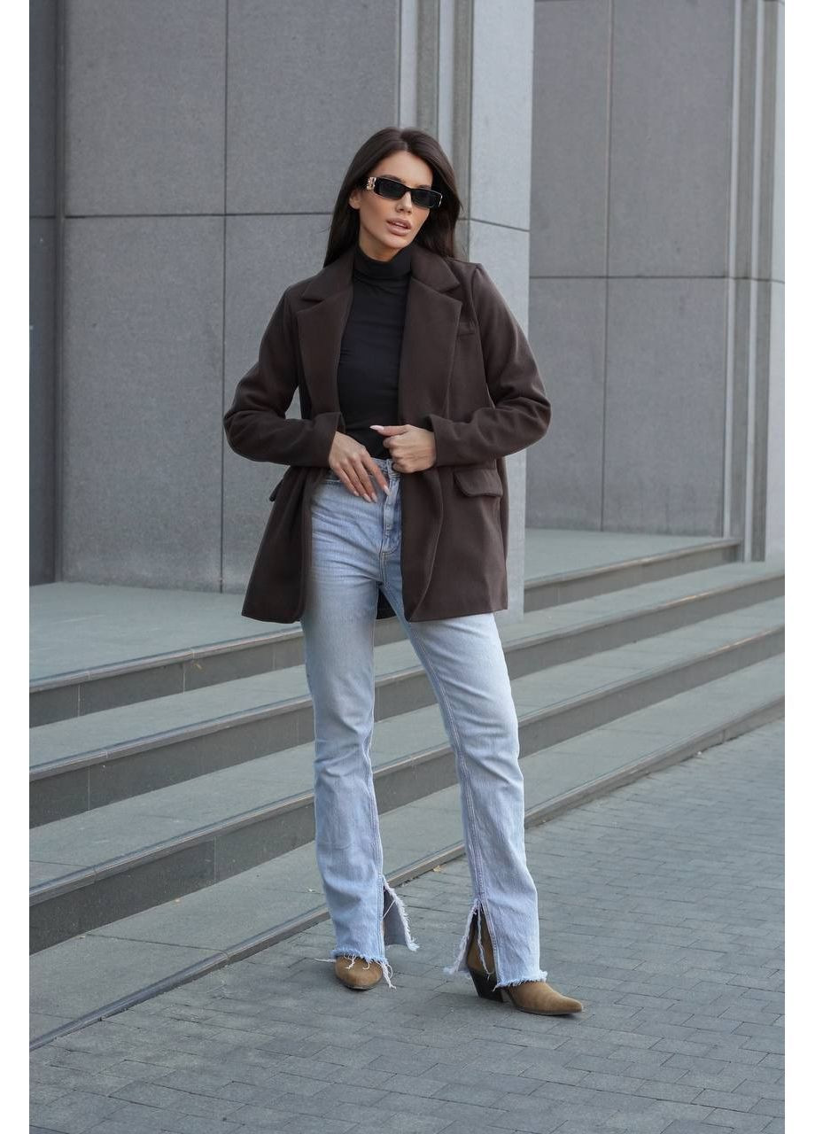 Коричневое демисезонное Пальто-пиджак из кашемира Adelante