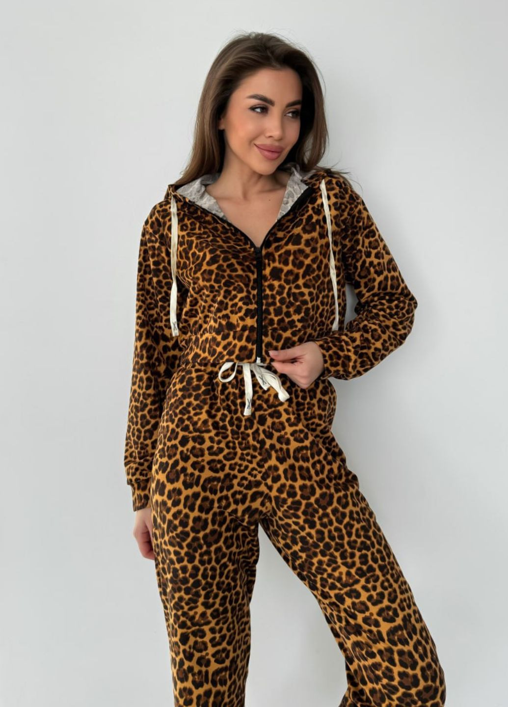 Жіночий костюм з двонитки з леопардовим принтом Tik-Tak (340334629)