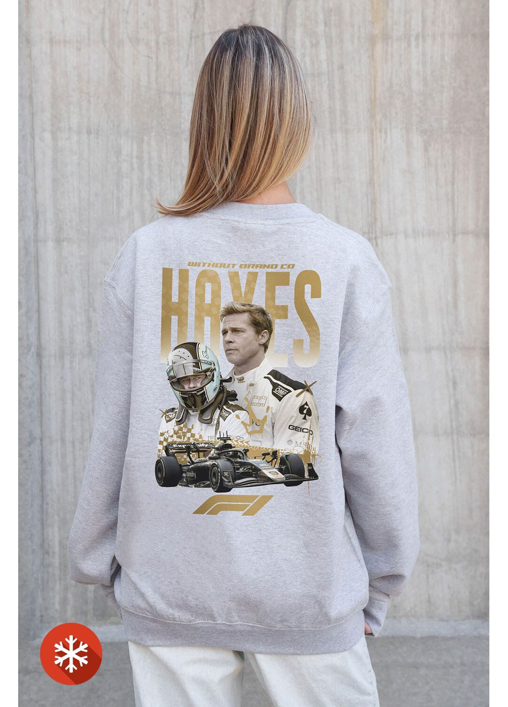 Чорний жіночий утеплений оверсайз світшот на флісі з принтом hayes gray Without малюнок (372519931)