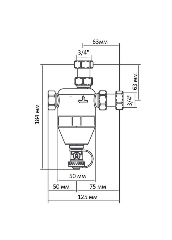 Сепаратор шламу з магнітом для котла R680-075W - 3/4" (білий) (RO0158) Roho (321183954)