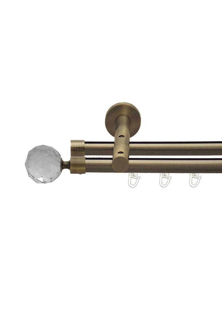 Карниз Люмиера металлический двухрядный реверсивний профильная труба Антик 19\19 мм 200 см (7219376) ORVIT (300799524)