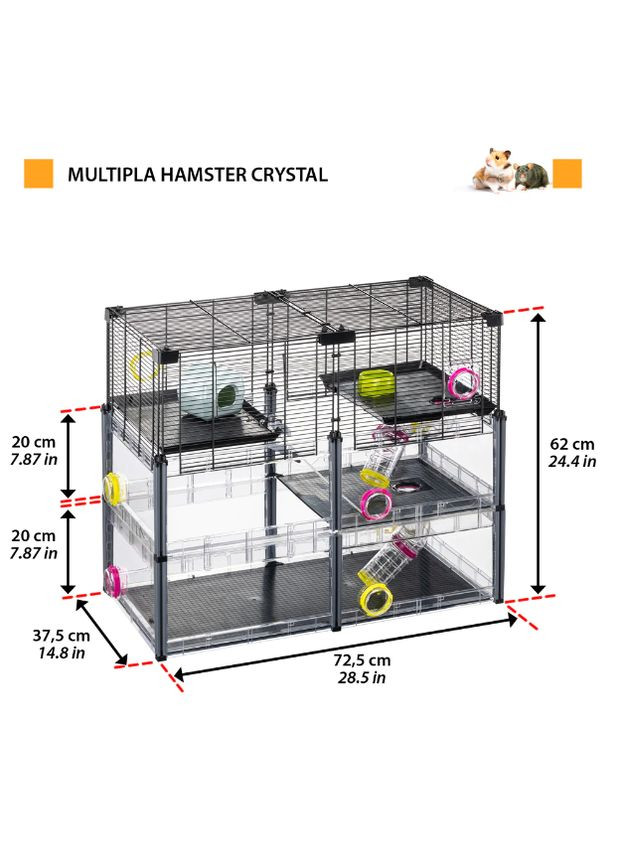 Модульна клітка для гризунів з аксесуарами Multipla Hamster Crystal 72,5*37,5*62 см 57007617 Ferplast (284282859)