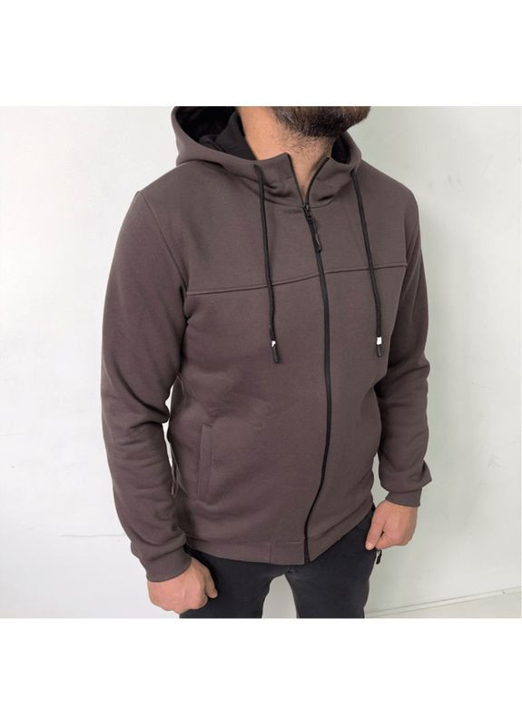 Коричневий батальна тепла кофта на замку Hector однотонний (313428550)