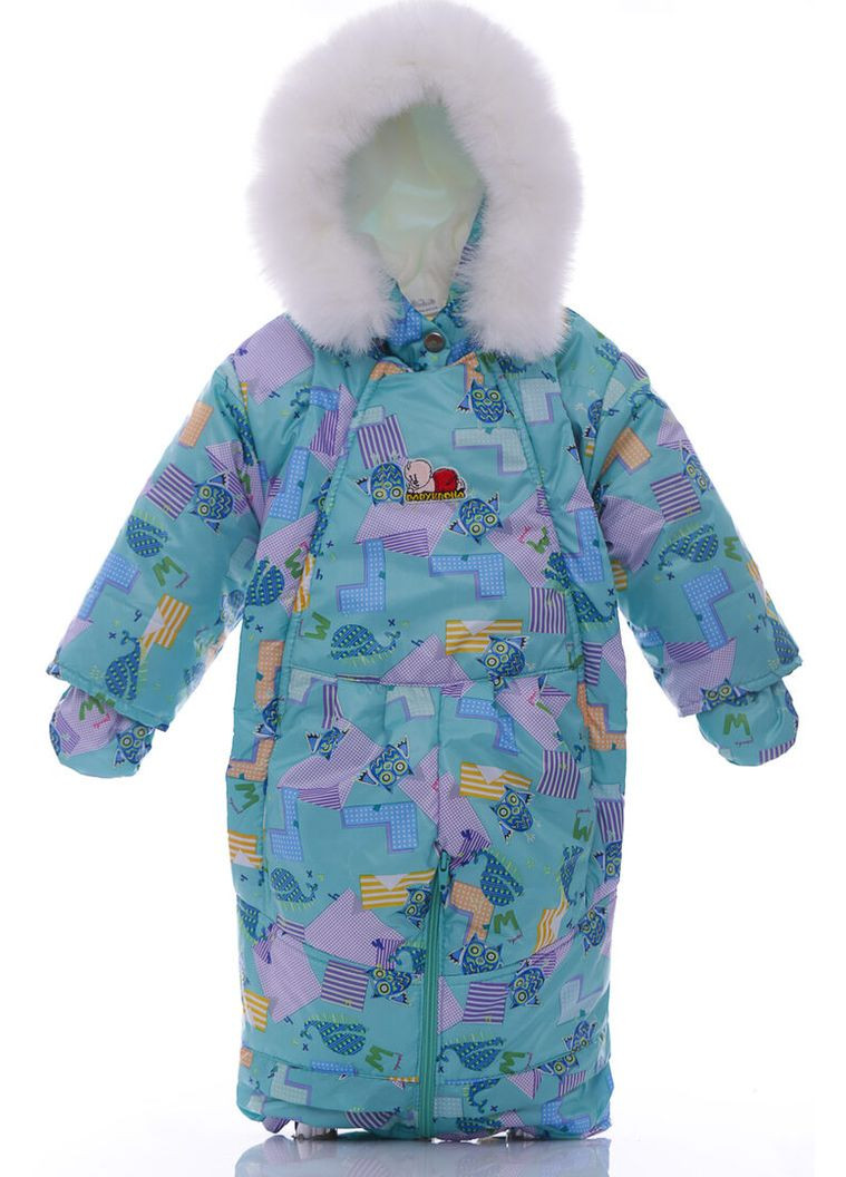 Комбінезон Трансформер на холлофайбері з принтом Совачок Євро м'ятний 92 см (36329) BABYKROHA (315423963)