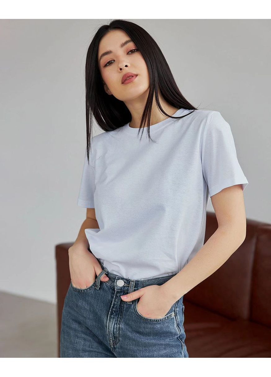 Женская футболка однотонная хлопковая No Brand - (350612481)