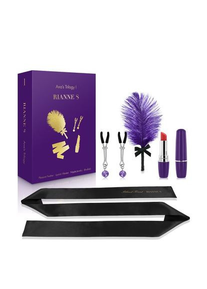 Романтический подарочный набор Ana's Trilogy Set I: помада-вибратор, зажимы, повязка RIANNE S (335394679)