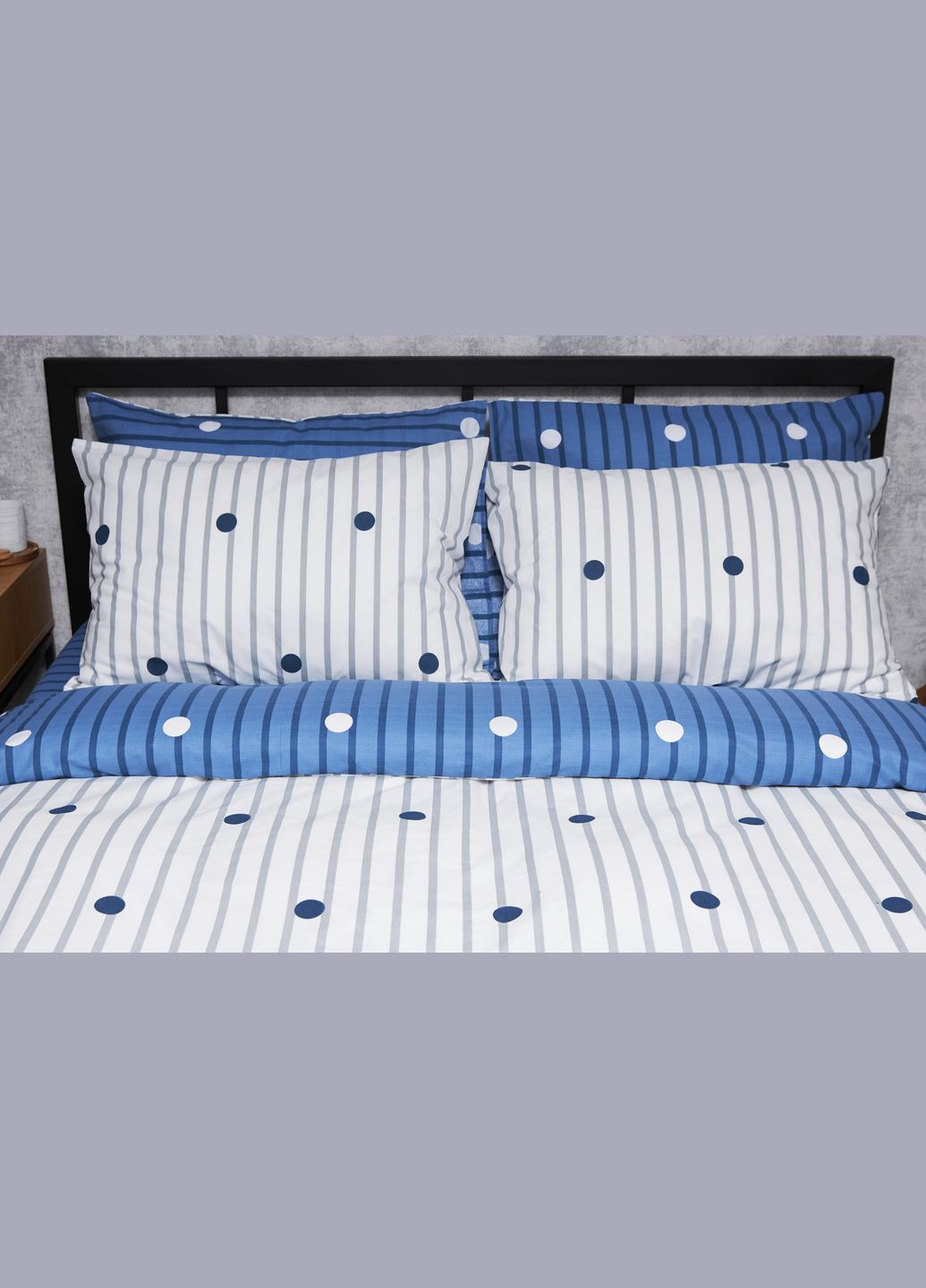 Комплект постельного белья Бязь Gold Люкс «» двуспальный 175х210 наволочки 4х50х70 (MS-820004768) Moon&Star peas blue (293147805)