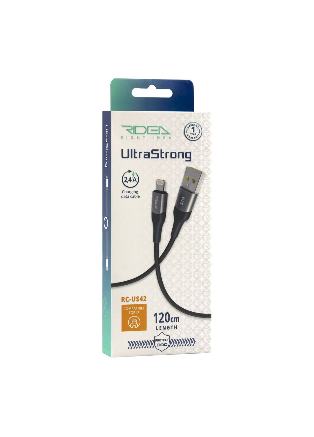 Кабель USB RC-US42 UltraStrong Lightning 12W 1.2m Чорний Ridea (364205083)
