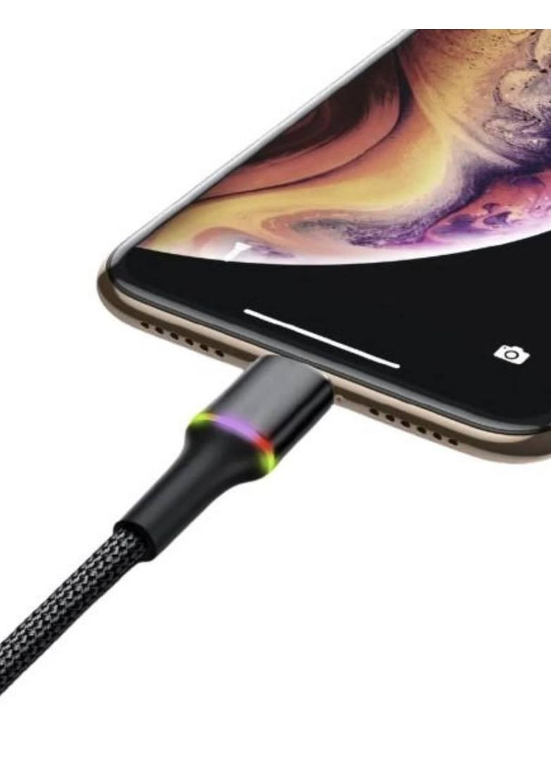 Зарядка USB кабель для синхронизации и зарядки iPhone Apple Lightning с LED подсветкой 50 см Черный Baseus (317188882)