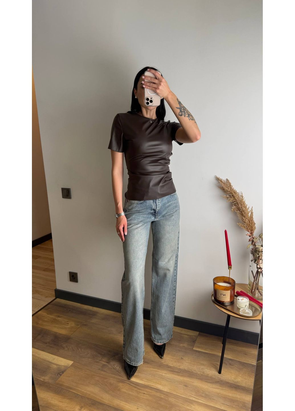 Жіночий топ з еко-шкіри Osoblyva (363562711)