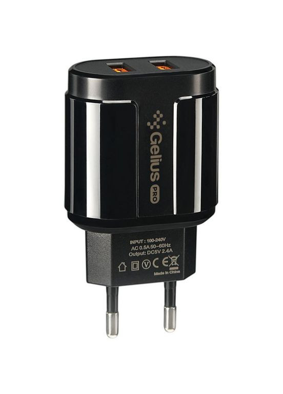 Мережевий зарядний пристрій Pro Avangard GP-HC06 2 USB 2.4 A + кабель MicroUSB Black Gelius (317192329)