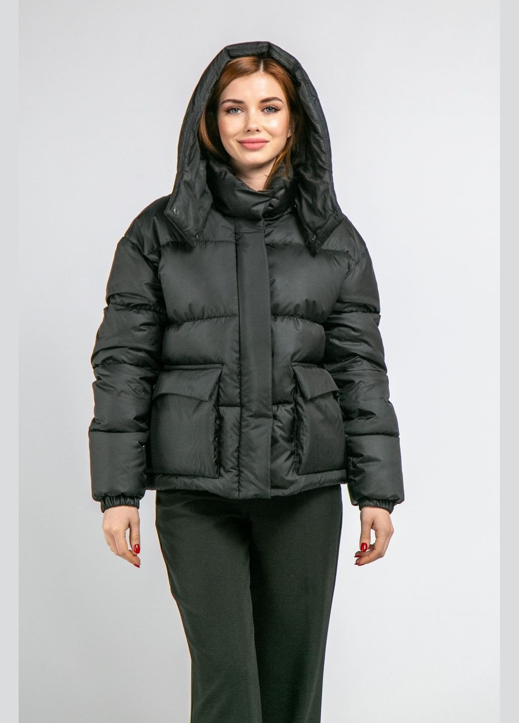 Черная зимняя куртка зимняя с карманами CHICLY