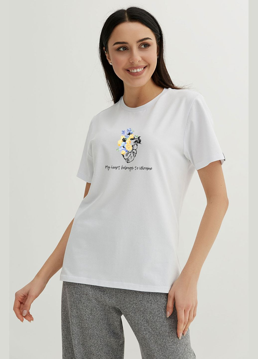 Белая летняя футболка "myheartbelongtoukraine" Garne
