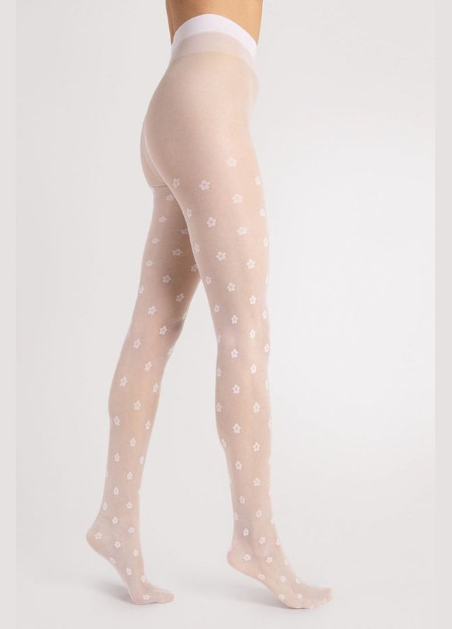 Матові колготки з квітковим принтом Fiore Spring G6105 white (292301143)