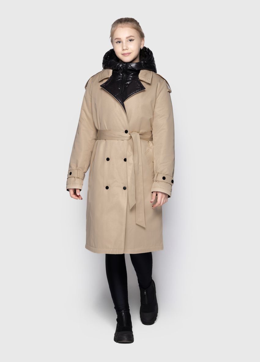 Комбінована демісезонна плащ анжеліка бежевий Cvetkov Анжелика