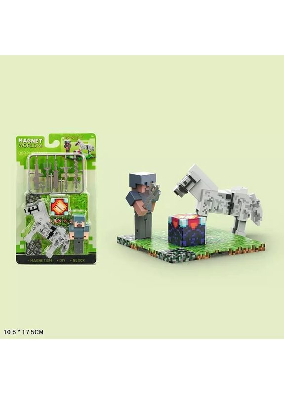 Конструктор магнитный блочный кубик с фигурками и аксессуарами Minecraft Magnet Block World T9944 No Brand (362431577)