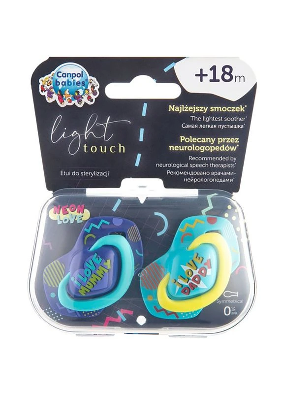 Набір пустушок NEON LOVE 2 шт Blue (22/654_blu) Canpol Babies (323044818)