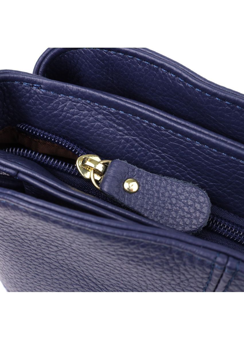 Жіноча сумка з натуральної шкіри з трьома відділеннями 22976 Синій Vintage (348430314)