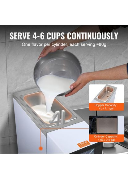 Коммерческая мороженница BQL-9200STA, производительность 10 л/ч, 900 Вт, один вкус. Vevor (351505680)