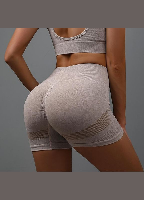 Бежевий літній комплект шорти топ пуш ап No Brand